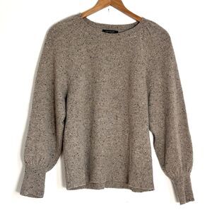 Ann Taylor 100% Cashmere Sweater Womens S Brown Speckled Raglan Crewneck